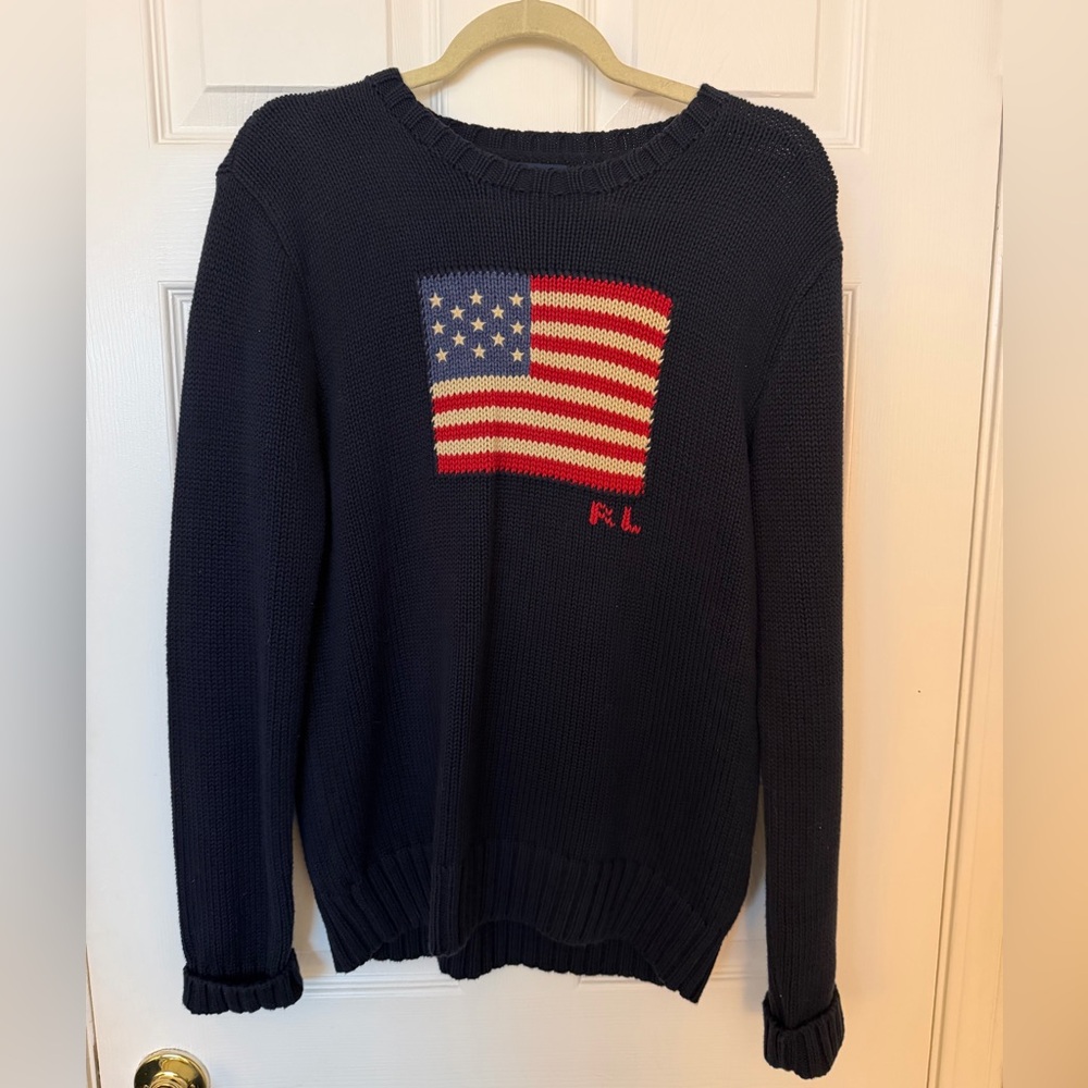 Vintage Ralph Lauren American Flag Sweater Women’s XL